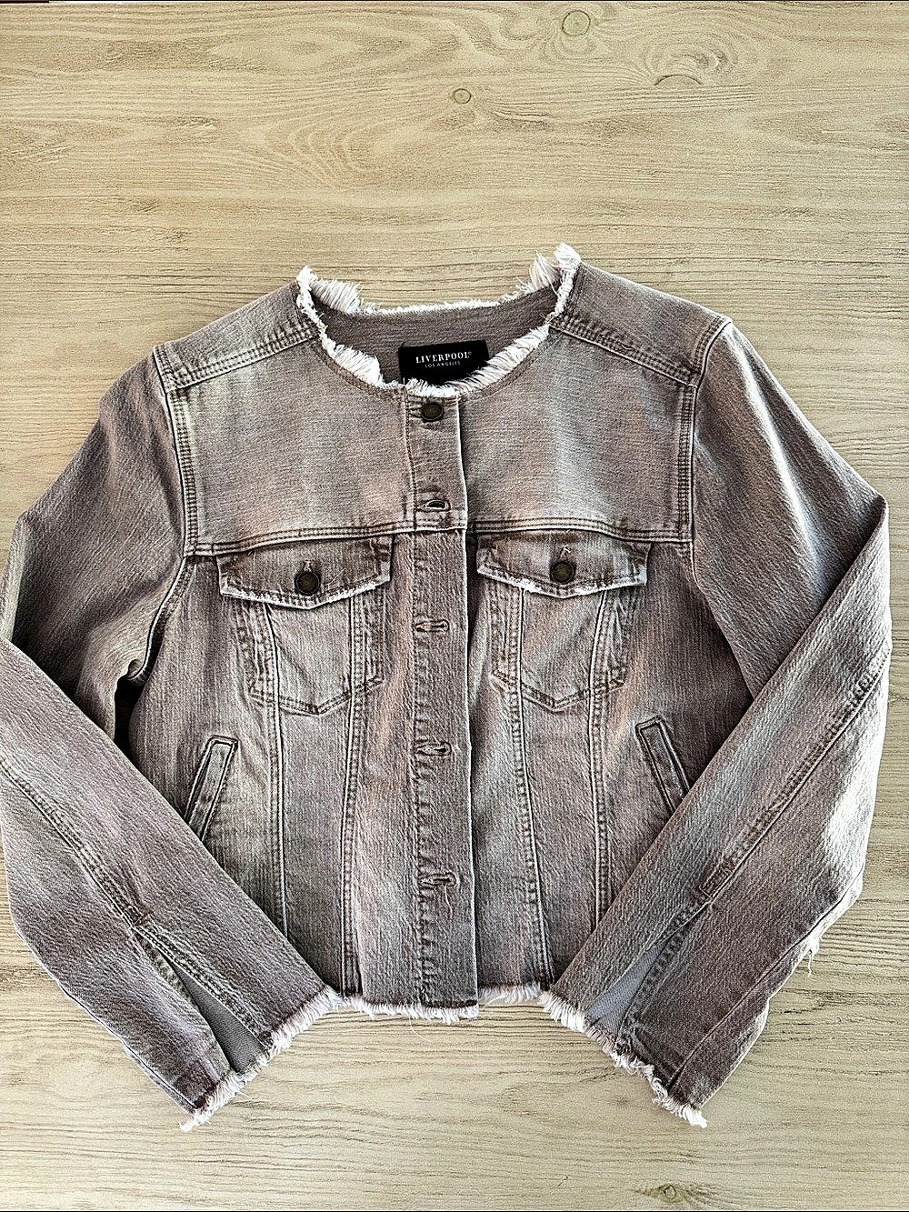 Liverpool Raw Hem Denim Jacket Size Large